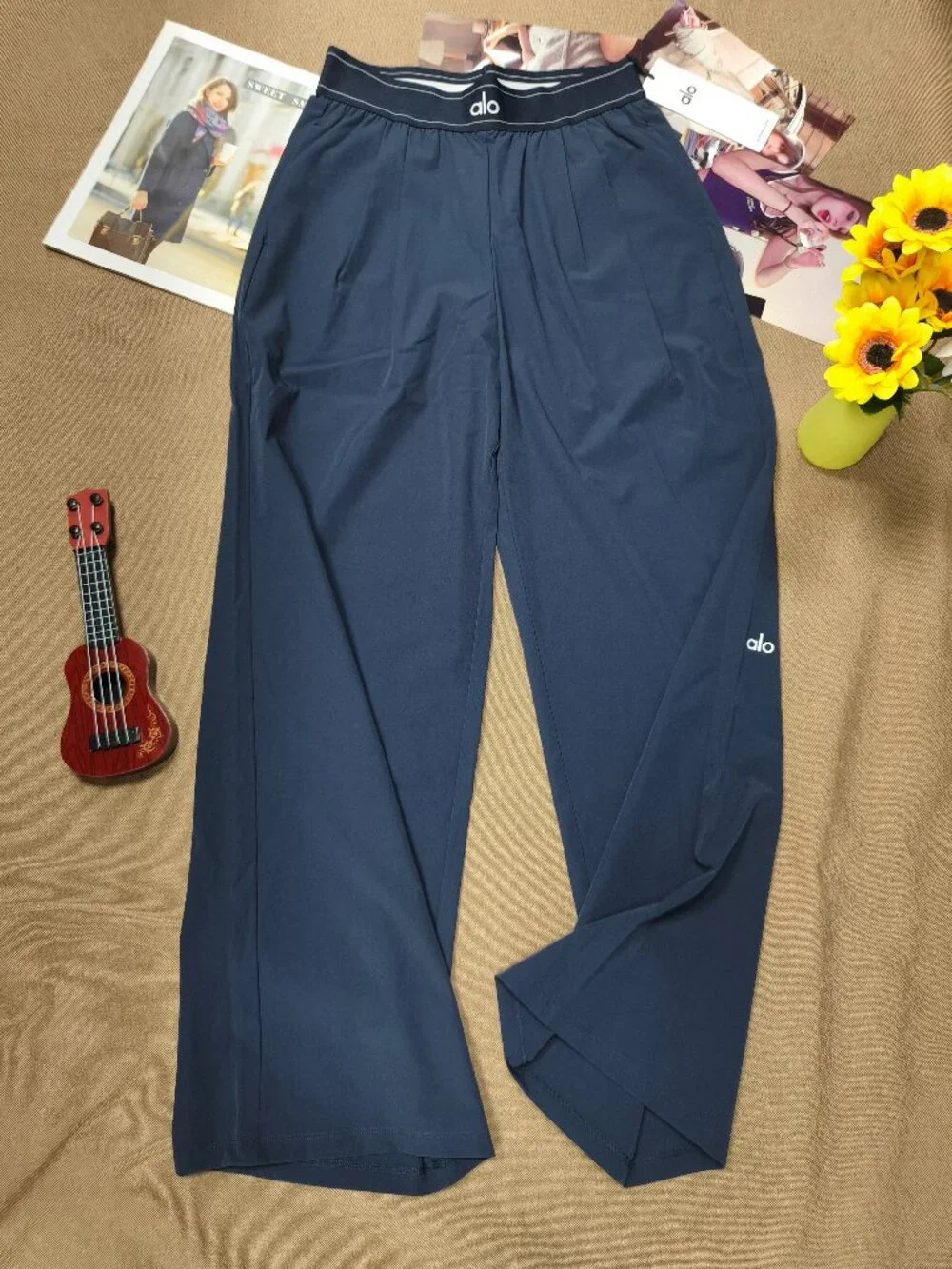 NWT Navy Blue Alo Yoga Suit Up Trouser💧Relaxed Straight Leg Pants Casual Y2K😆